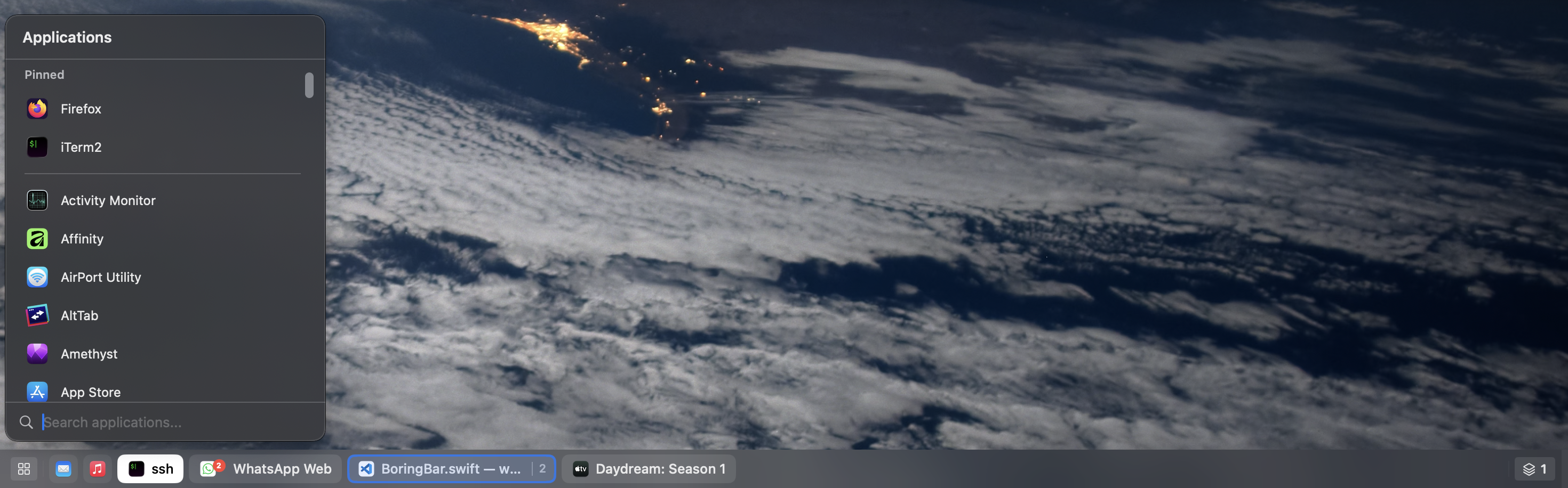 boringBar running on macOS