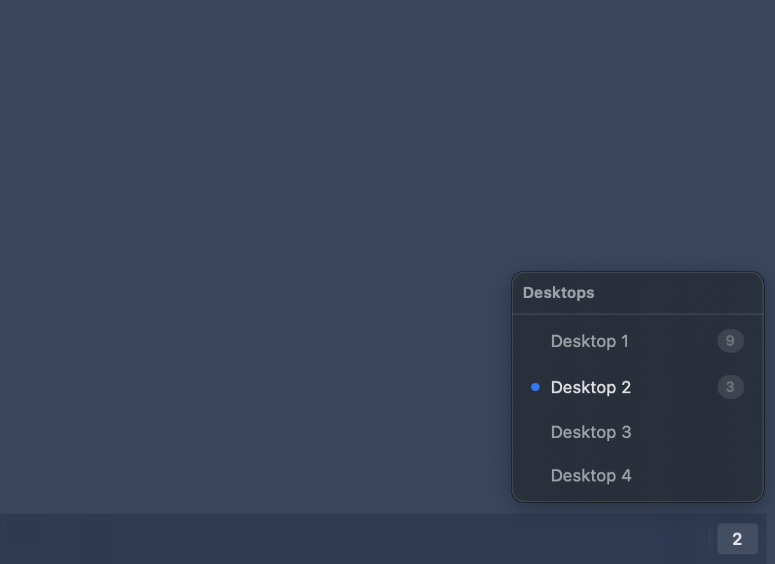 boringBar desktop switcher for jumping between macOS Spaces