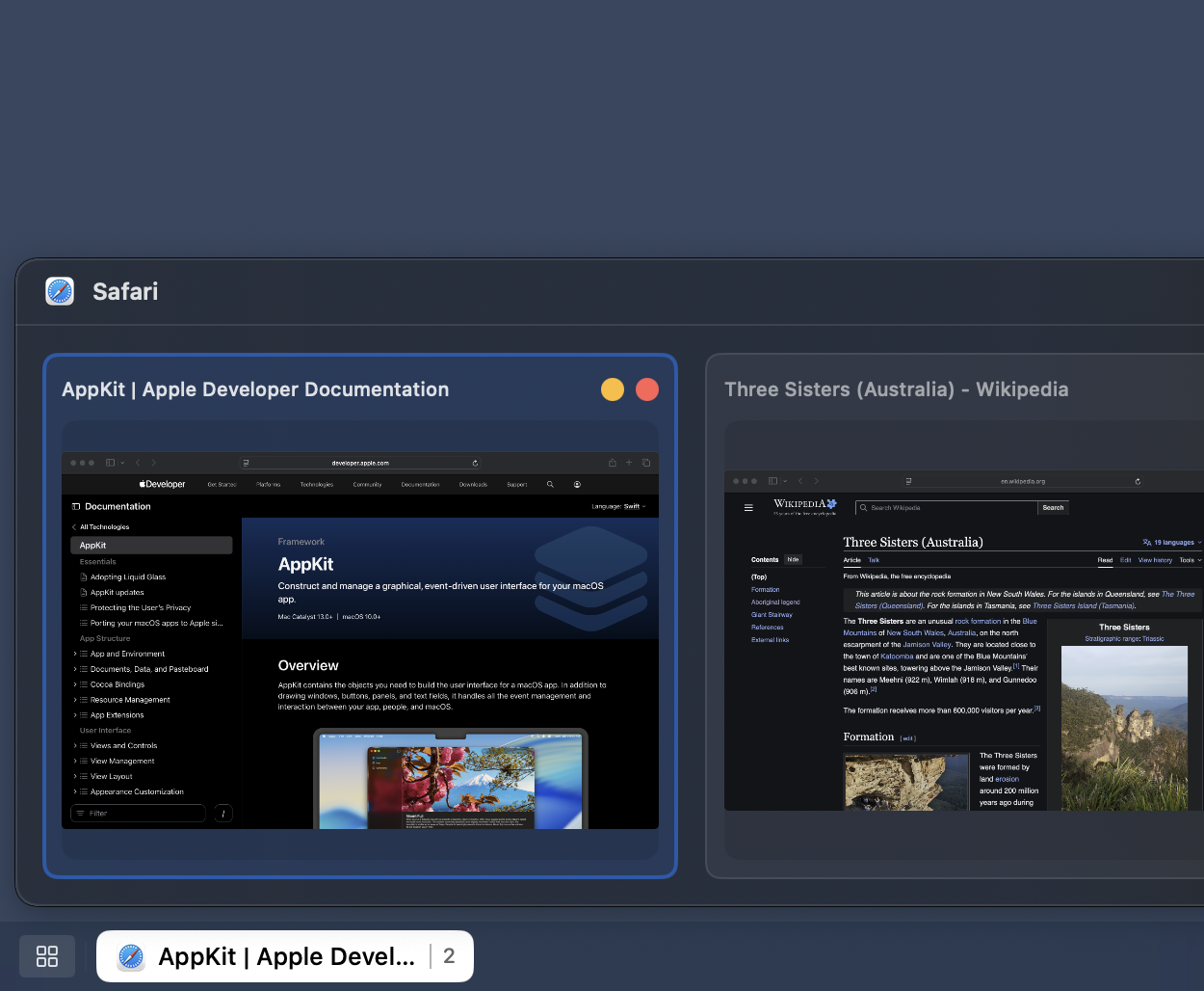 boringBar thumbnail previews for selecting the right macOS window